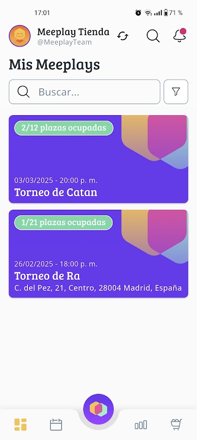 MEEPLAY APP • Juegos de Mesa • Perfil Tienda